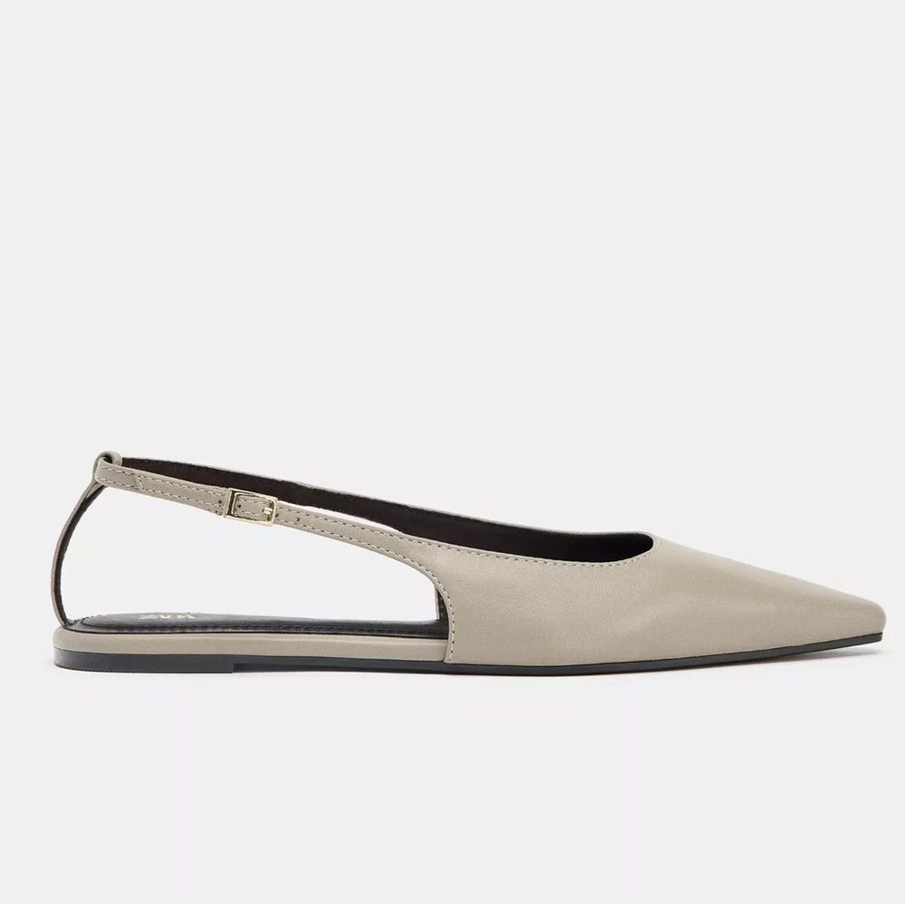 ZARA LEATHER SLINGBACK SHOES - Picture 3 of 5